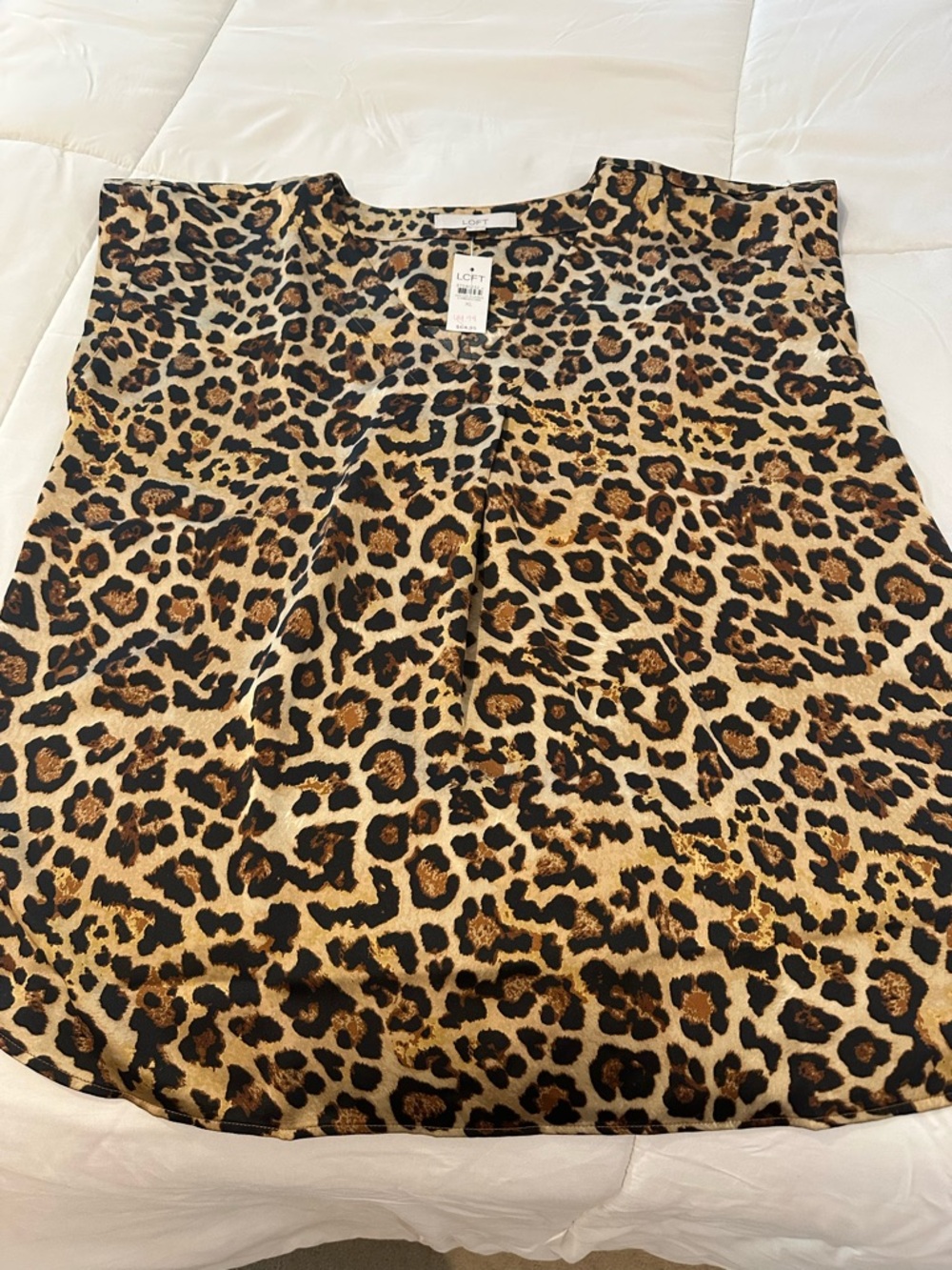 LOFT Leopard Print Sleeveless Blouse in Tan, Brown, Black